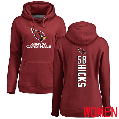 Arizona Cardinals Maroon Women Jordan Hicks Backer NFL Football #58 Pullover Hoodie Sweatshirts